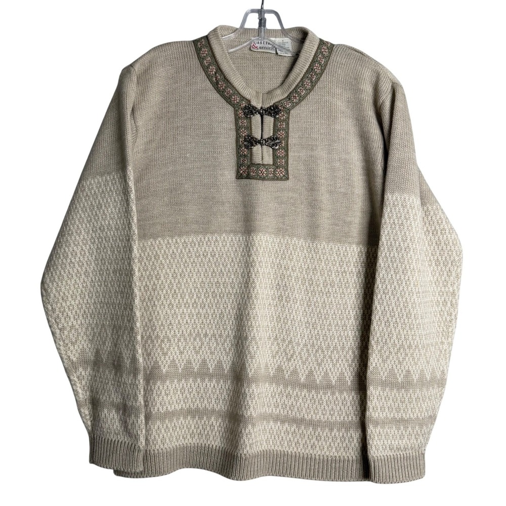 Vintage Hasting & Smith Nordic Wool Blend Sweater Unisex S Beige‎ Scandinavian